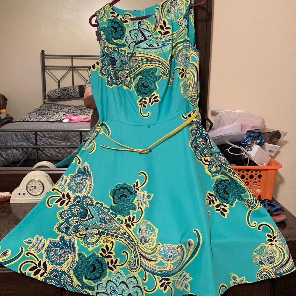 Turquoise and yellow dress only worn once